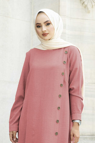 Düğme Detaylı Anne Tunik 190E-8772 Pembe - Thumbnail