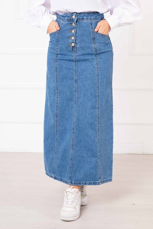 Max - Düğmeli Cepli Kot Etek Mavi (1) Max - Düğmeli Cepli Kot Etek Mavi (1)