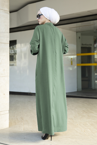 Düğmeli Düz Tesettür Elbise 100MD-10389 Mint - Thumbnail