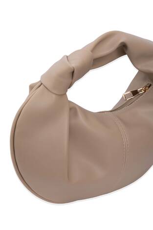 Düğüm Detaylı Fermuarlı El Çantası Bej - Thumbnail