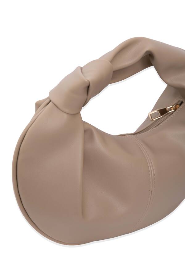 Dmç - Düğüm Detaylı Fermuarlı El Çantası Bej (1)