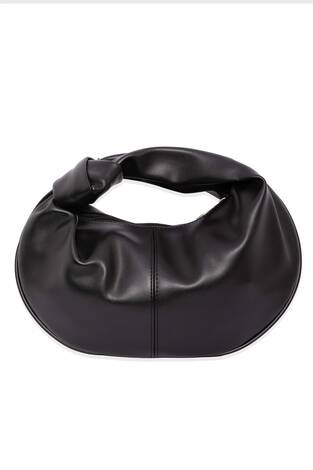 Düğüm Detaylı Fermuarlı El Çantası Siyah - Thumbnail