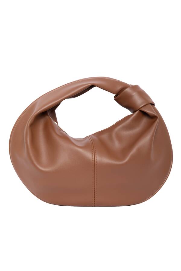 Dmç - Düğüm Detaylı Fermuarlı El Çantası Taba