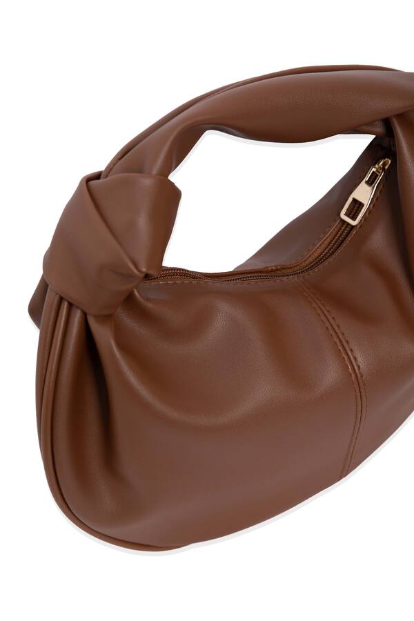 Dmç - Düğüm Detaylı Fermuarlı El Çantası Taba (1)