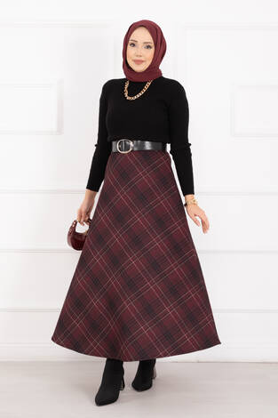 Ekose Desen Scuba Etek Bordo