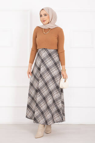 Ekose Desen Scuba Etek Krem