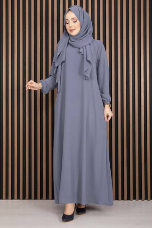 Elbise & Uyumlu Şal Tesettür İkili Kombin Gri - Thumbnail