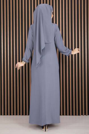 Elbise & Uyumlu Şal Tesettür İkili Kombin Gri - Thumbnail