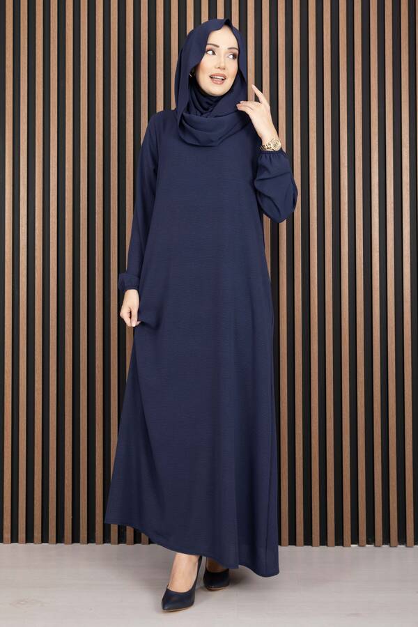 Df - Elbise & Uyumlu Şal Tesettür İkili Kombin Lacivert