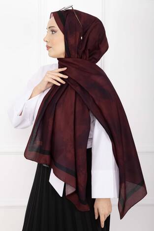 Elegance Desenli Şal Serisi Bordo - Thumbnail