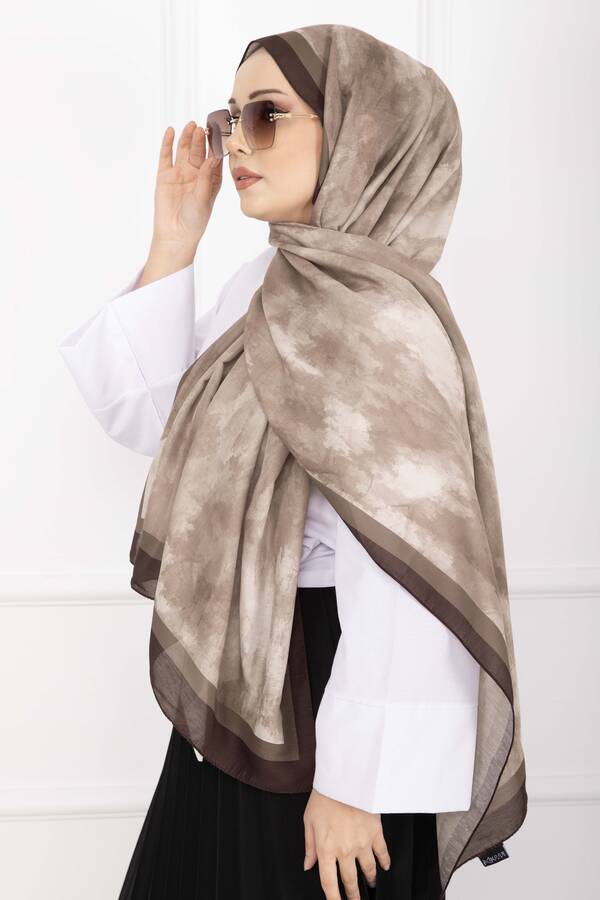 Msc - Elegance Desenli Şal Serisi Kahve (1)