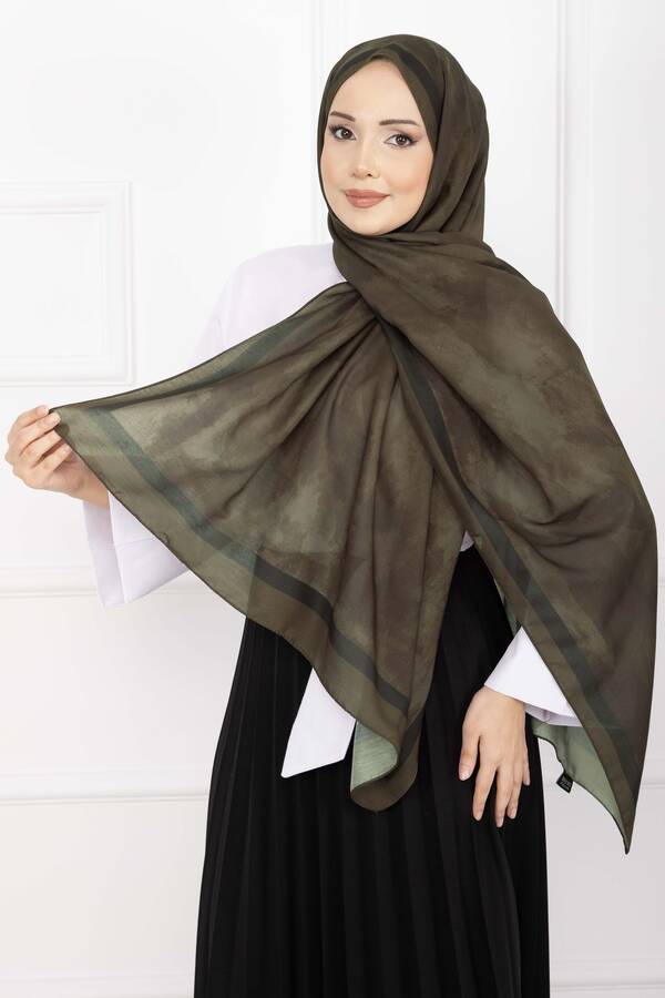Msc - Elegance Desenli Şal Serisi Koyu Haki