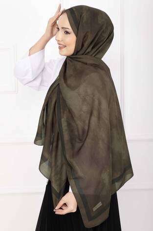 Elegance Desenli Şal Serisi Koyu Haki - Thumbnail