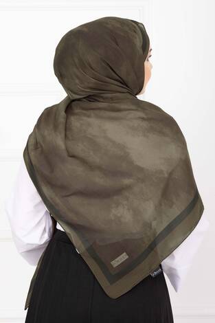 Elegance Desenli Şal Serisi Koyu Haki - Thumbnail
