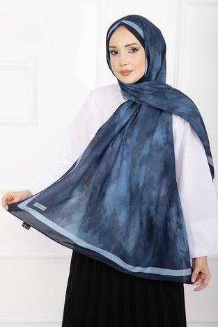 Elegance Desenli Şal Serisi Lacivert