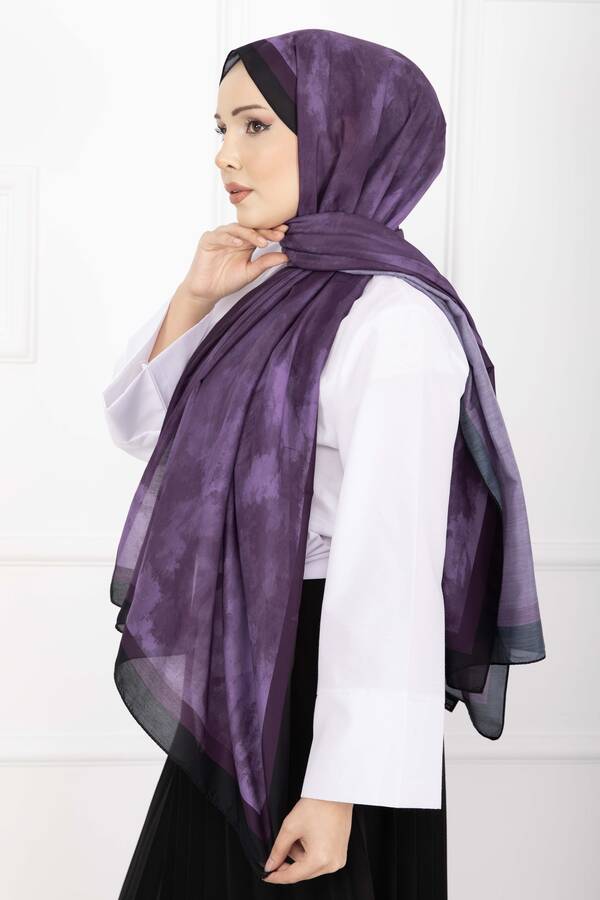 Msc - Elegance Desenli Şal Serisi Mor (1)