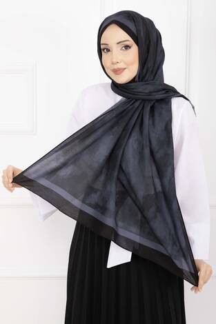 Elegance Desenli Şal Serisi Siyah - Thumbnail