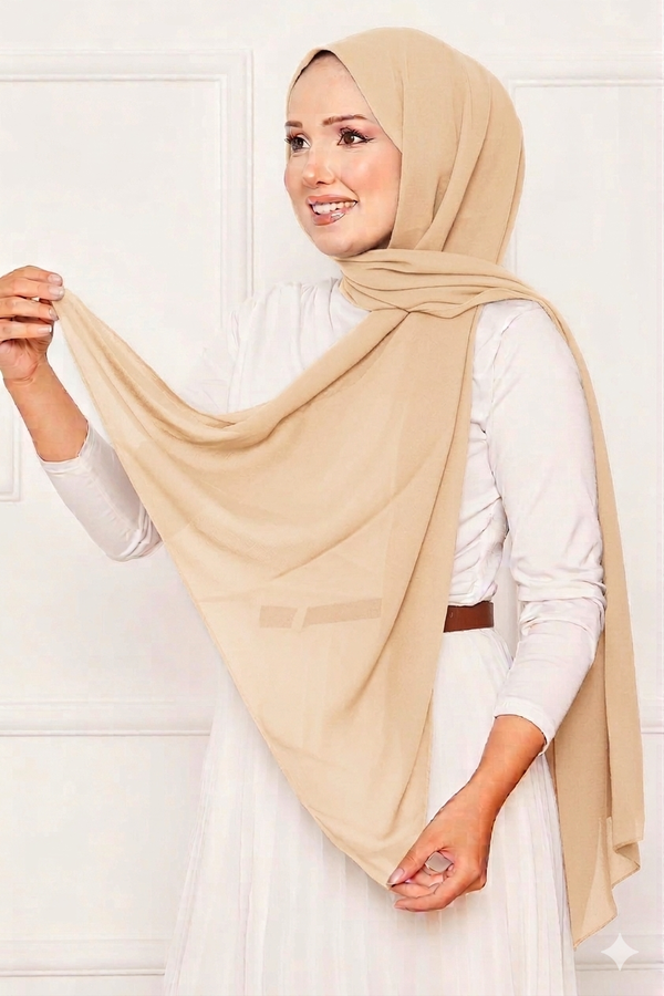 Ecn - Elegant Soft Krep Şal Serisi Bej