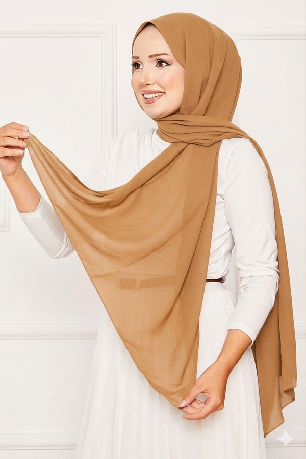 Ecn - Elegant Soft Krep Şal Serisi Camel