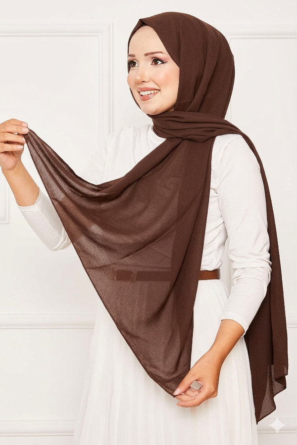 Ecn - Elegant Soft Krep Şal Serisi Kahve