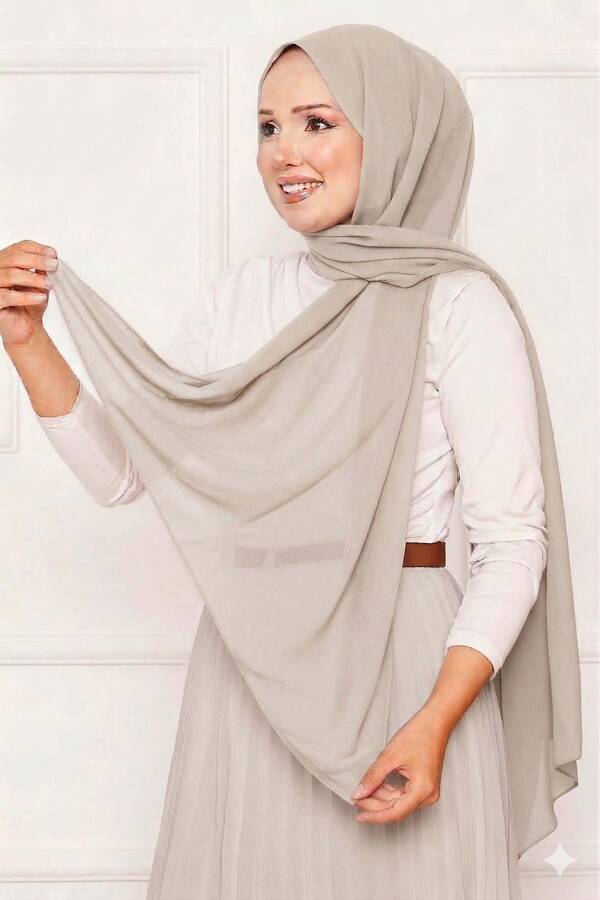 Ecn - Elegant Soft Krep Şal Serisi Krem