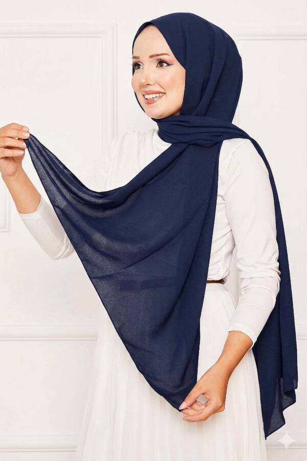 Ecn - Elegant Soft Krep Şal Serisi Lacivert