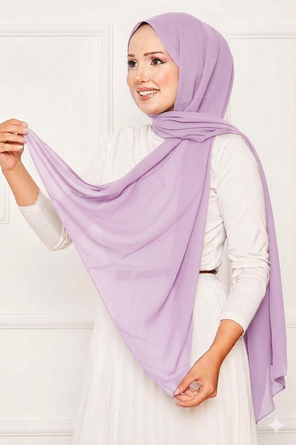 Ecn - Elegant Soft Krep Şal Serisi Lila