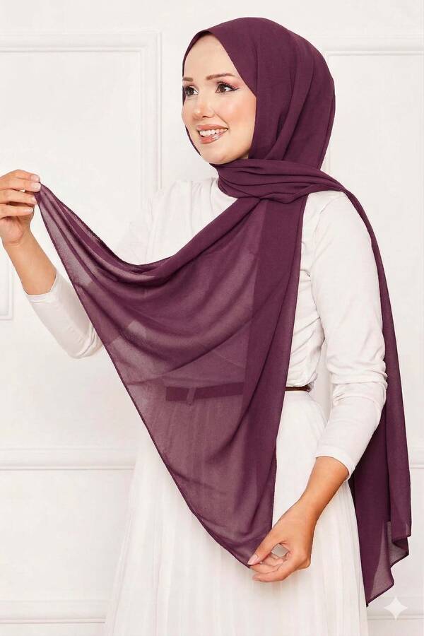 Ecn - Elegant Soft Krep Şal Serisi Mürdüm