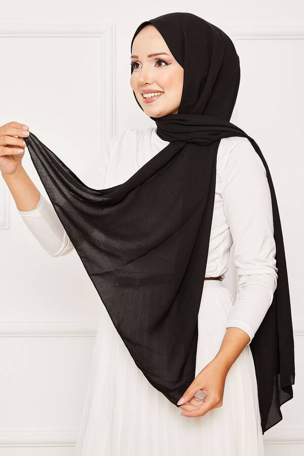 Ecn - Elegant Soft Krep Şal Serisi Siyah