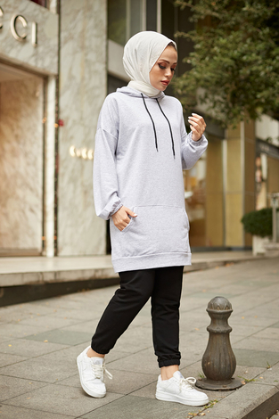 EMR SET Sweat Tunik 6744-5 Gri - Thumbnail