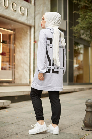 EMR SET Sweat Tunik 6744-5 Gri - Thumbnail