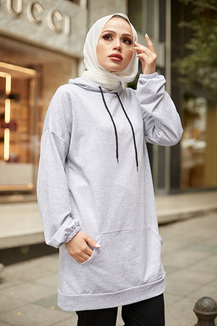 EMR SET Sweat Tunik 6744-5 Gri - Thumbnail