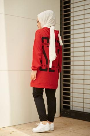 EMR SET Sweat Tunik 6744-6 Kırmızı - Thumbnail