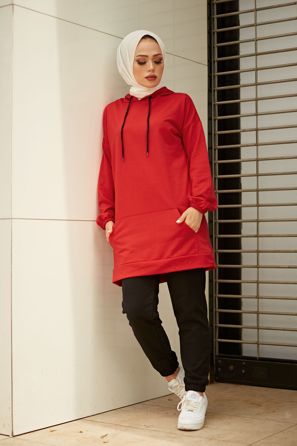  - EMR SET Sweat Tunik 6744-6 Kırmızı