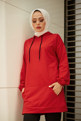 EMR SET Sweat Tunik 6744-6 Kırmızı - Thumbnail