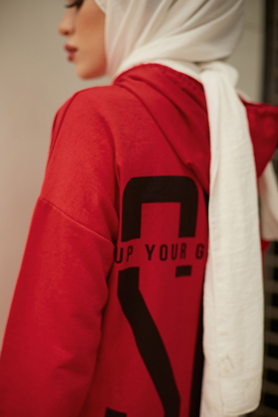 EMR SET Sweat Tunik 6744-6 Kırmızı - Thumbnail
