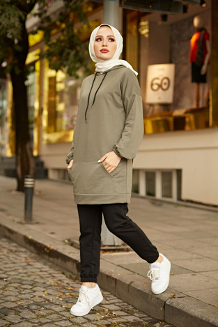 EMR SET Sweat Tunik 6744-8 Haki - Thumbnail