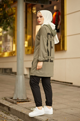 EMR SET Sweat Tunik 6744-8 Haki - Thumbnail