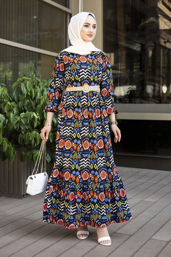 Eteği Fırfırlı Çingene Elbise 190E96428 Siyah