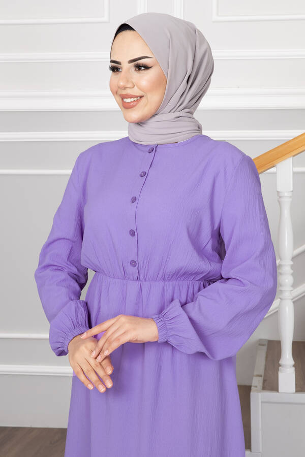 MD - Eteği Fırfırlı Elbise 100MD1278 Lila (1)