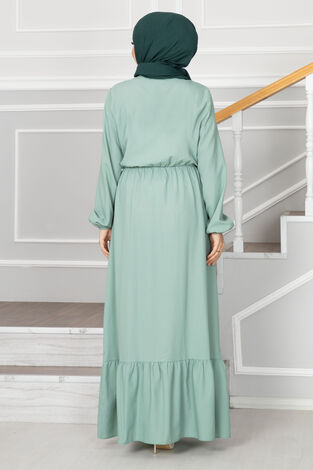 Eteği Fırfırlı Elbise 100MD1278 Mint - Thumbnail