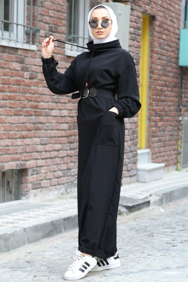 Eteği Lastikli Spor Elbise 3109-01 siyah