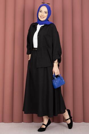 Etekli İkili Takım Siyah - Thumbnail