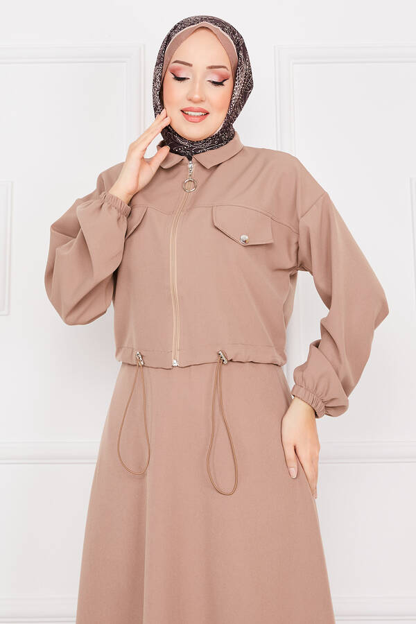 MD - Etekli İkili Tesettür Takım Vizon (1)