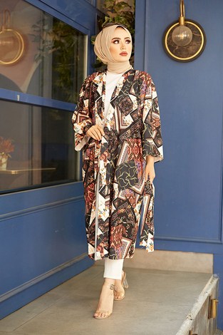 Etnik Desenli Kimono 1457-1 - Thumbnail