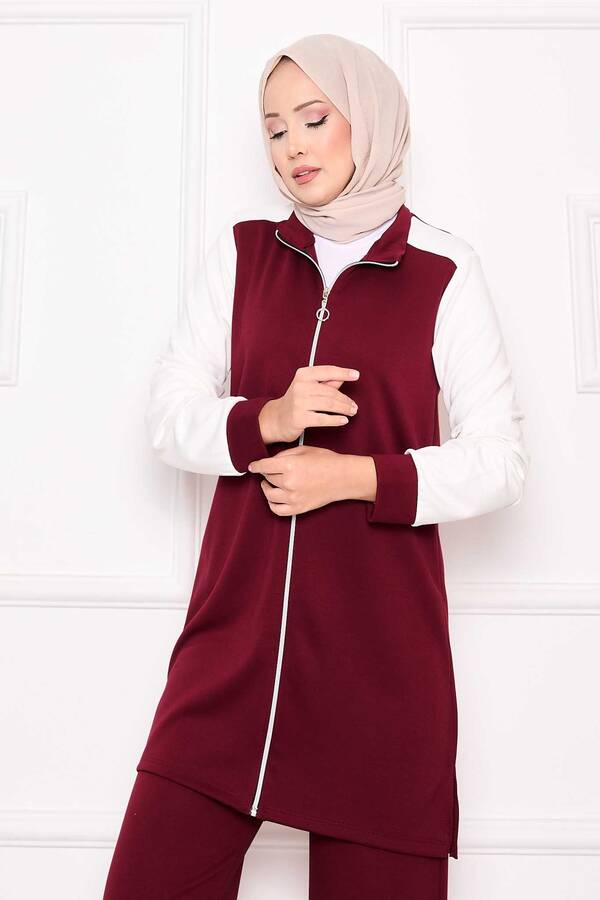 CVN - Fermuar & Garnili Spor İkili Takım Bordo (1)