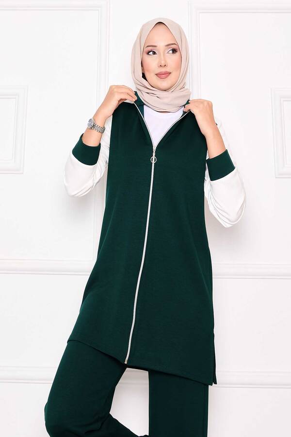 CVN - Fermuar & Garnili Spor İkili Takım Zümrüt (1)