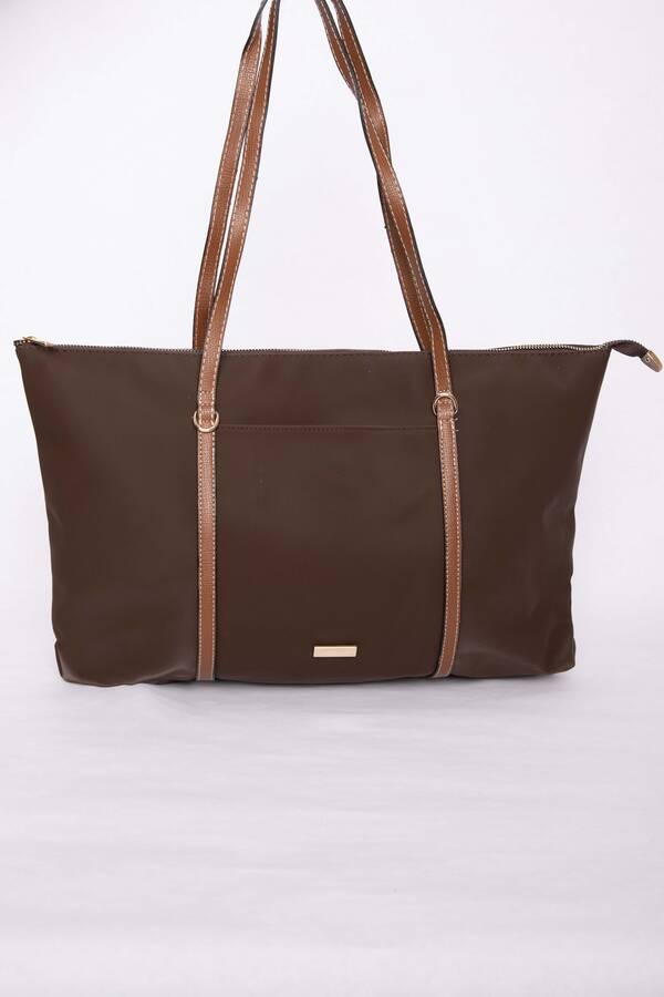 Dmç - Fermuar Detaylı El & Omuz Çantası Kahve