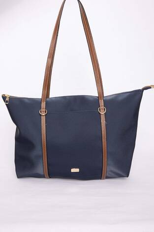 Fermuar Detaylı El & Omuz Çantası Lacivert - Thumbnail
