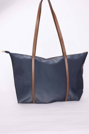 Fermuar Detaylı El & Omuz Çantası Lacivert - Thumbnail